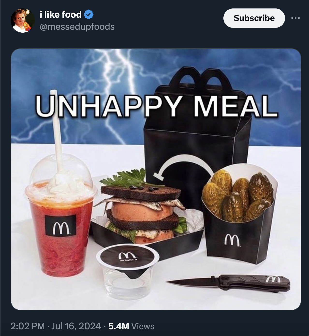 i food Subscribe Unhappy Meal M M 5.4M Views